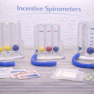 Incentive spirometer used for breathing exercises to support lung expansion.