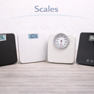 Medical scales used to measure body weight during routine health monitoring.